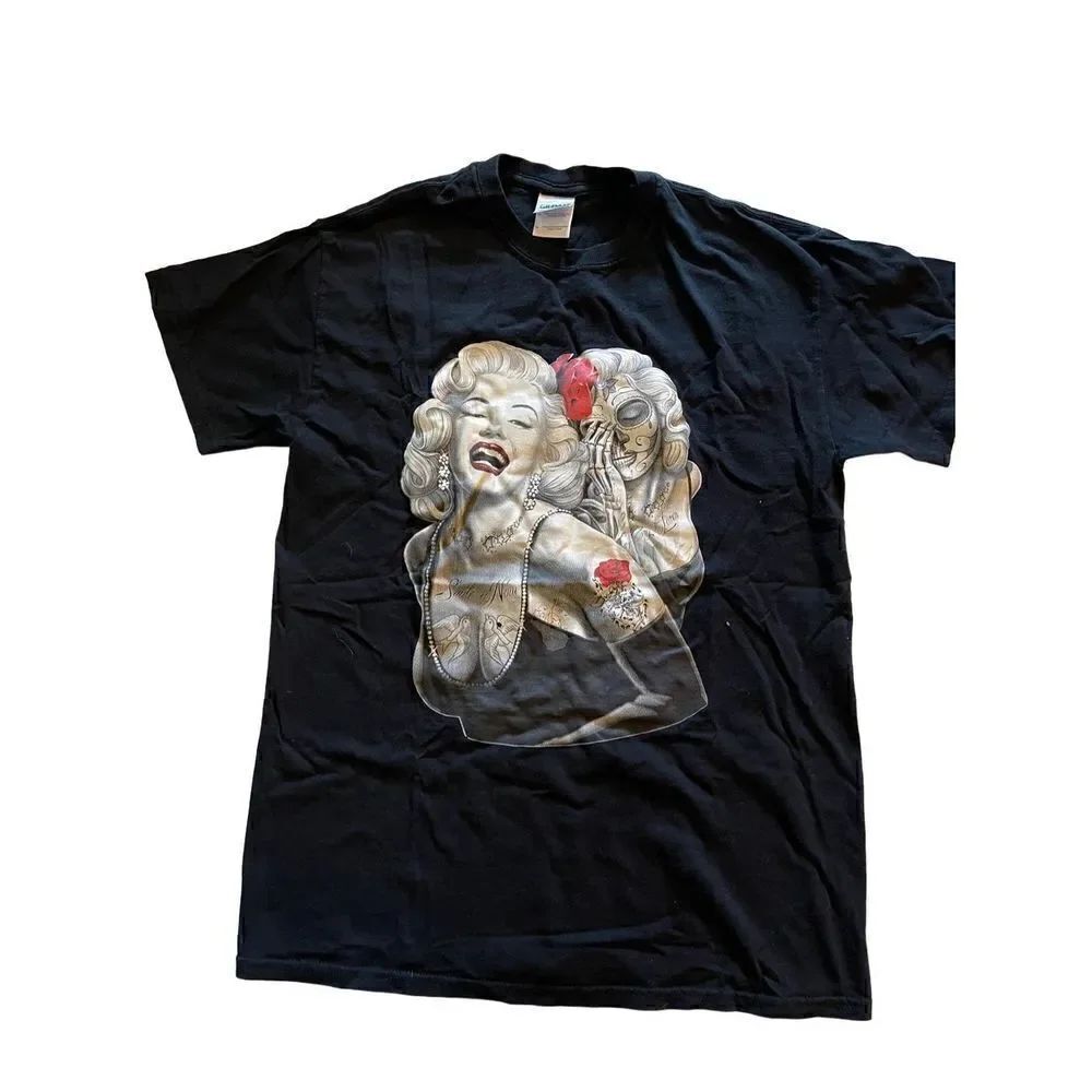 MARILYN MONROE TATTOO SKULL GRAPHIC T SHIRT